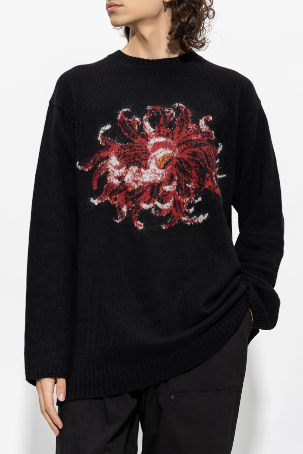 De-iceShops Norway - Black Sweater with floral motif Yohji